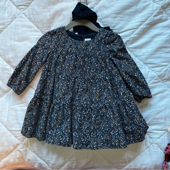 Baby Gap corded velvet floral ruffle dress size 6-12 month - Picture 1 of 4
